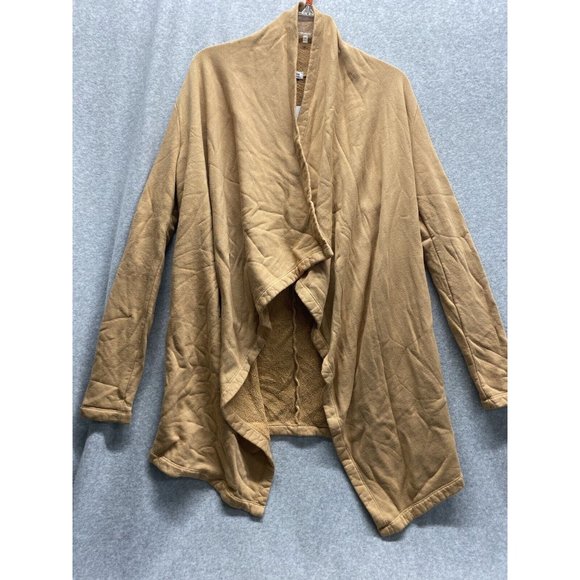 LA Made Aria Essential Cardigan Open Front Fleece Lined Camel Size Small NWT - Picture 1 of 6